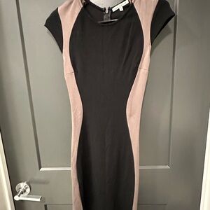 Red Haute Black and Tan Midi Dress